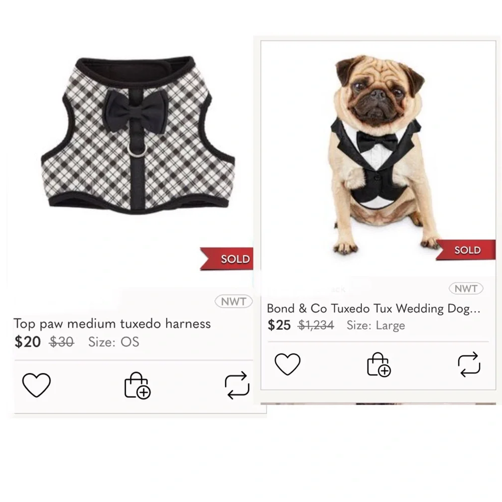 Dogo Pet Fashions EasyGO Gray Houndstooth Tuxedo Dog Vest Harness NWOT